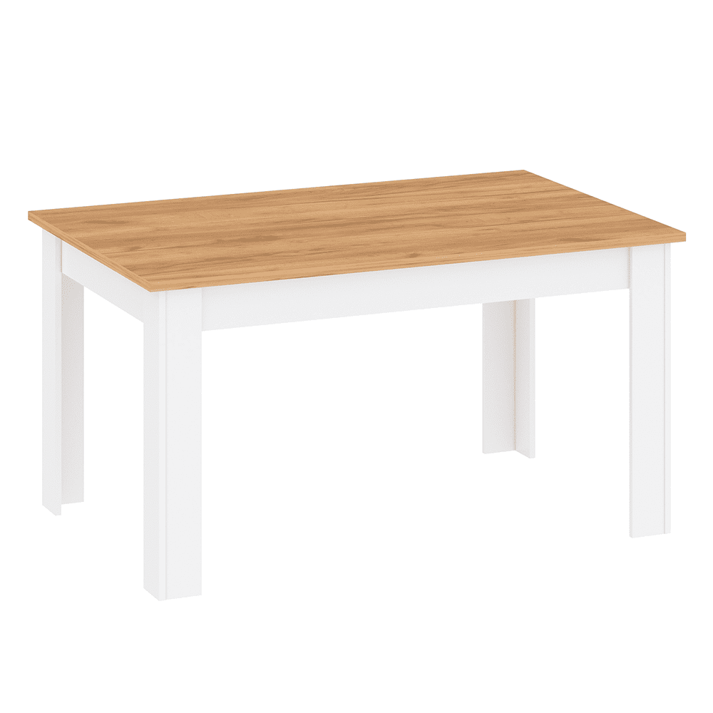 KONDELA Jedálenský stôl, biela albumy / dub craft zlatý, 135-184x86 cm, LANZETTE S